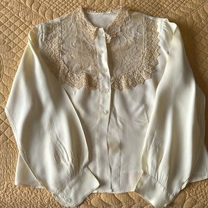 Vintage silk and lace blouse